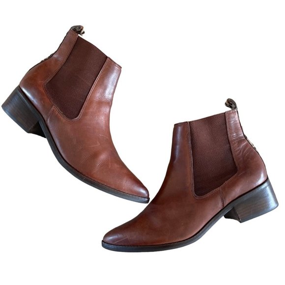 Matisse Moscow Ankle Bootie Pull On 100% Leather Cow‎ Hair Saddle Brown 9M $195 - Picture 2 of 11
